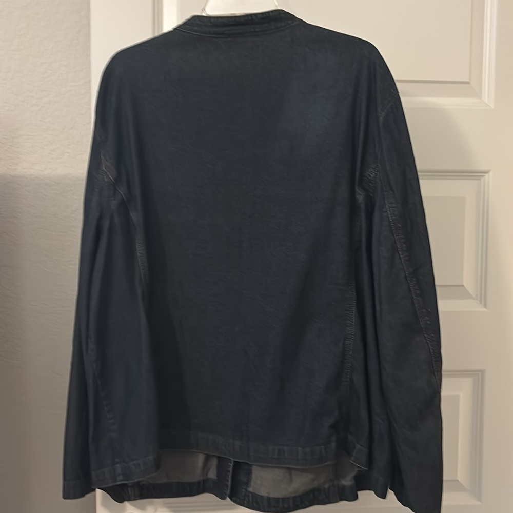 Eileen Fisher denim jean jacket dark rinse SZ 3X plus size snap button casual - Picture 2 of 13